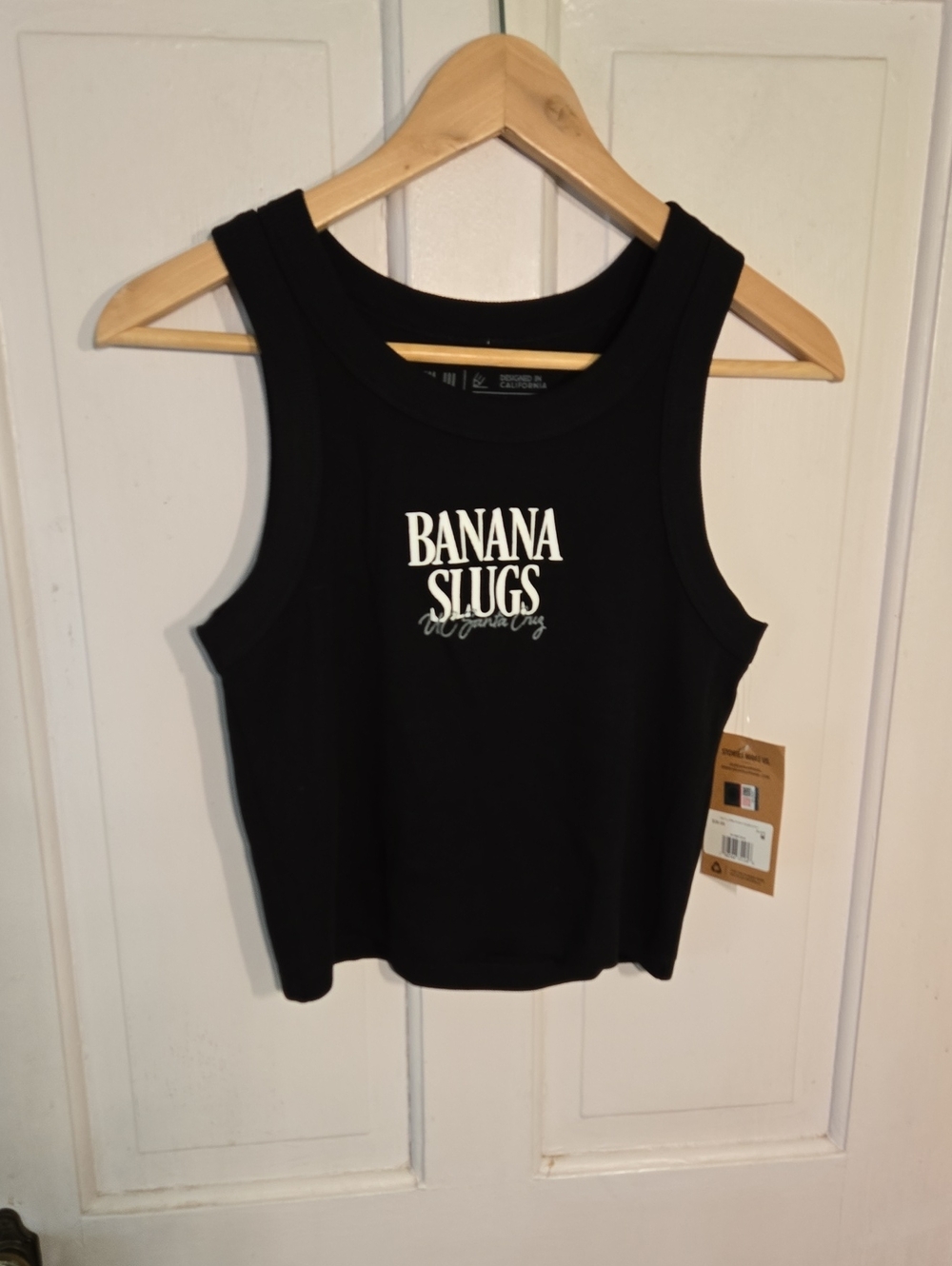 Banana Slugs Black Graphic Crop Tank Top - Women's Size M